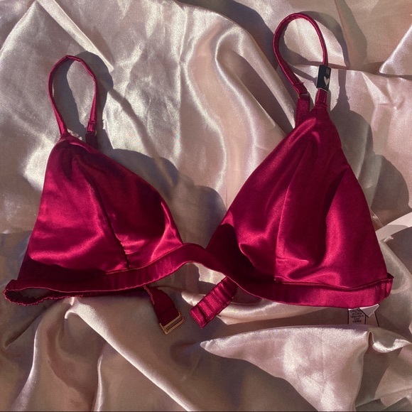 Victoria's Secret Other - Victoria's Secret Dream Lover Triangle Satin Bralette in Wine Unlined Size XS